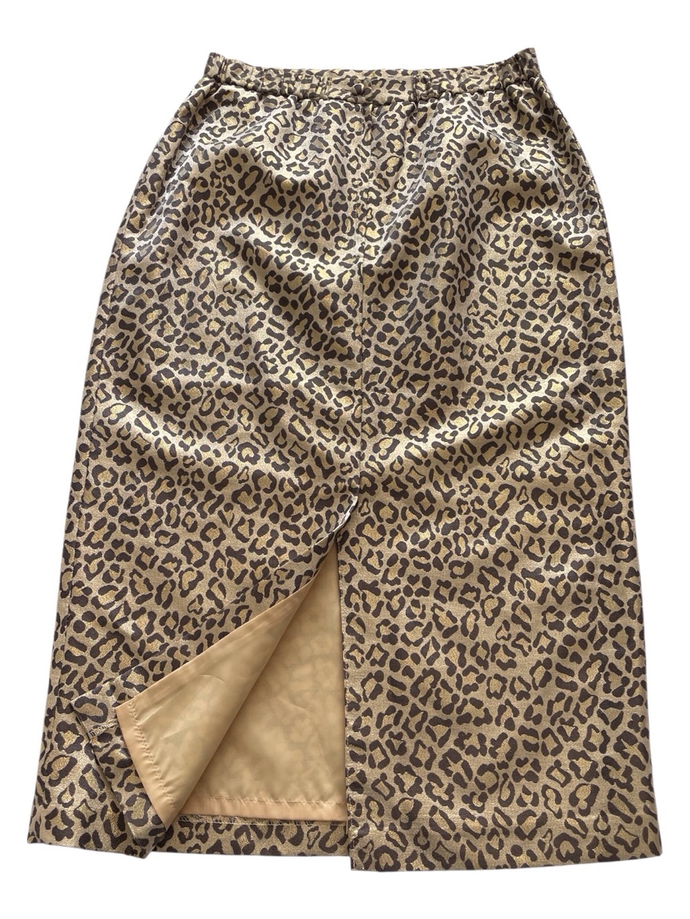 Leopard Print Midi Women's Skirt with Elastic Waist. 12 - Picture 3 of 10